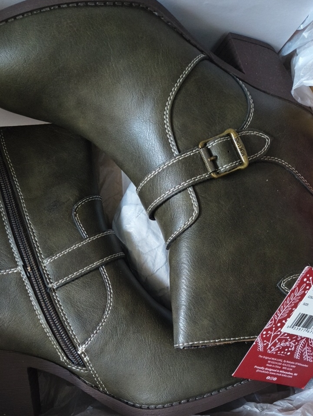 Muk Luks Olive Green Ankle Booties with Buckle